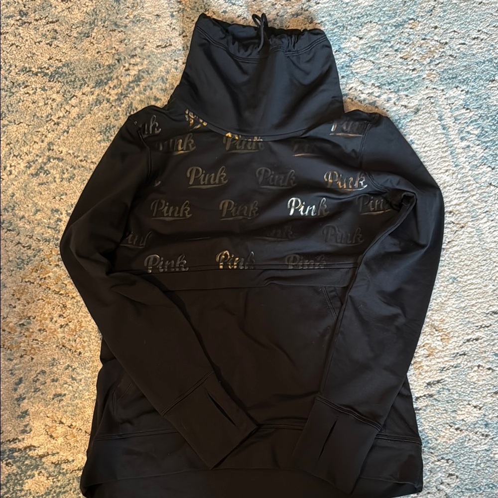 Black Hoodie with Pink Logo